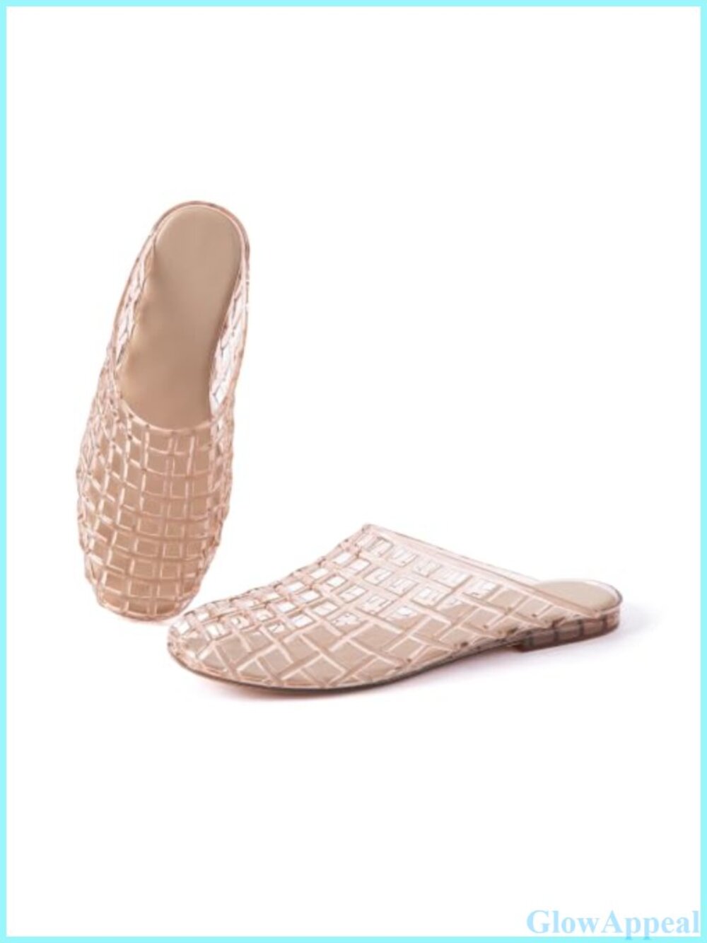 Women's Clear PVC Jelly Sandals Mesh Hollow Slip On Flat Mules
